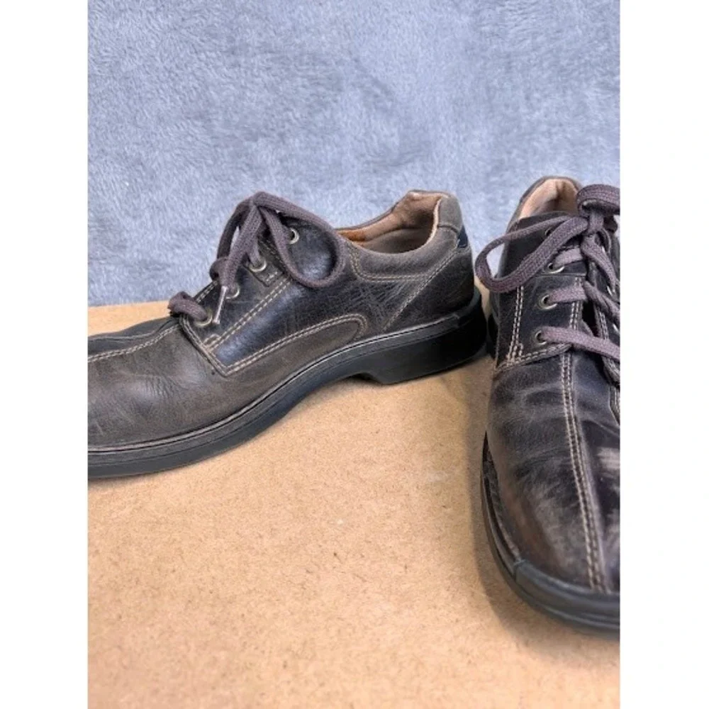 ECCO Light Mens Brown Leather Split Toe Lace Up Oxford Shoes Shock Point Size 44